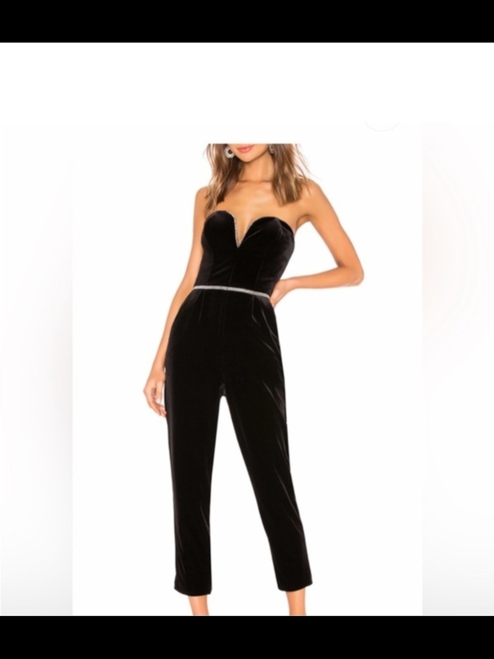 Anna Uprichard ○ Strapless Emerald Green Velvet Jumpsuit
